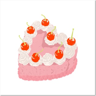 Cute pink cake, pastel birthday baking design Posters and Art